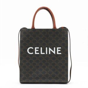 Celine Vertical Cabas Leather Two-Way Mini Tote Bag Brown